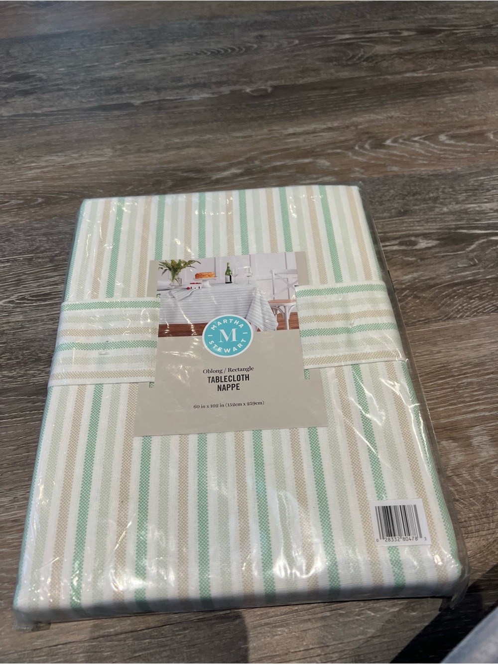Martha Stewart Mint & White Striped Tablecloth
